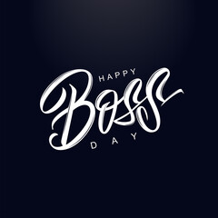 Vector illustration. Happy Boss Day vector text Calligraphic Lettering design card template. Calligraphic handmade lettering.