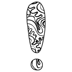 Zentangle stylized alphabet - exclamation mark. vector illustration Black white hand drawn doodle, ethnic pattern