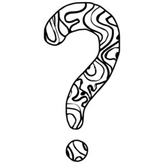 Zentangle stylized alphabet - question mark. vector illustration Black white hand drawn doodle, ethnic pattern