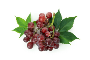 Red ripe grape isolated on white background