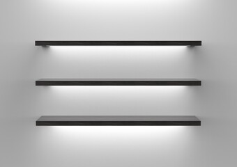 Lighted Shelves on The Wall

