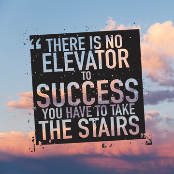 Success concept quote with cloudy sky background