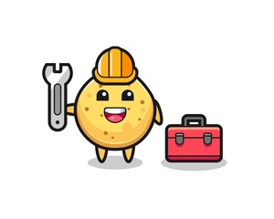 Fototapeta premium Mascot cartoon of potato chip as a mechanic