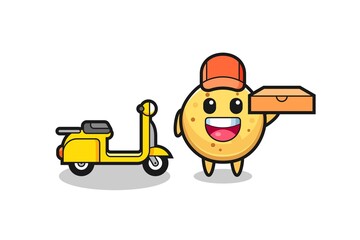 Character Illustration of potato chip as a pizza deliveryman