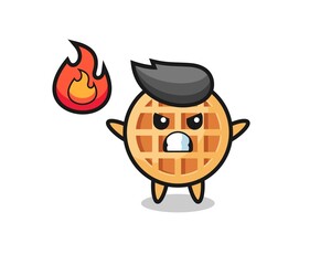 circle waffle character cartoon with angry gesture