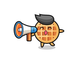 Fototapeta premium circle waffle character illustration holding a megaphone