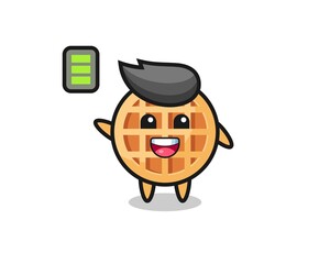 circle waffle mascot character with energetic gesture
