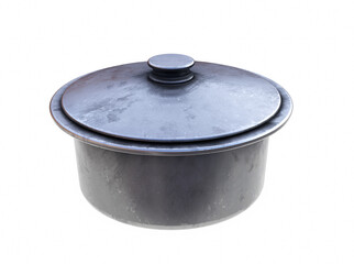 Metal bowl isolated on white background 3d render