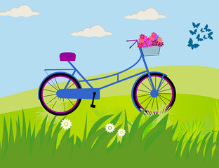 Summer mountains cycle landscape illustration