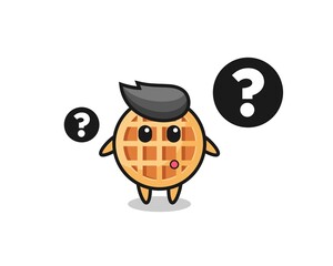 Cartoon Illustration of circle waffle with the question mark