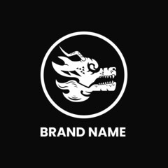 dragon head in circle logo concept. creative, animal, flat, monogram, modern and line style. suitable for logo, icon, symbol and sign. such as e sports, sports logo and t shirt design
