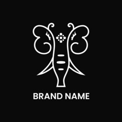 elephant and butterfly logo concept. creative, animal, line and unique logotype. suitable for logo, icon, symbol and sign. such as beauty, strong logo and t shirt design