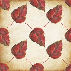 Autumn leaves in watercolor style. A beautiful seamless pattern with various autumn leaves Can be used as a background template for wallpaper, printing on fabrics, typography, paper.