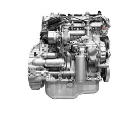 New Powerful Diesel Car Engine Isolated on White Background