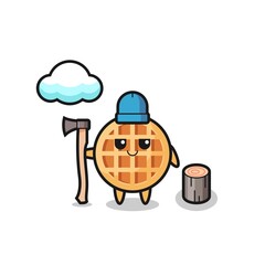 Character cartoon of circle waffle as a woodcutter