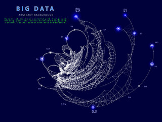 Abstract technology  background with white grid and data on dark. Concept for business, science and technology. Big data.