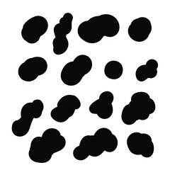 random bloch, inkblot, organic blot. Vector ink stain set isolated
