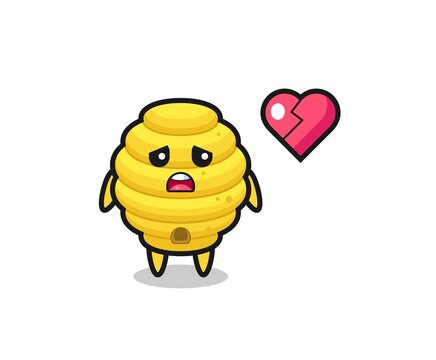 bee hive cartoon illustration is broken heart