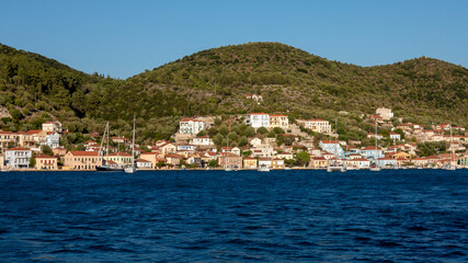 Ithaca island in Greece. View from the village in Vathy