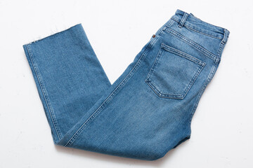 Light jeans on a white background.