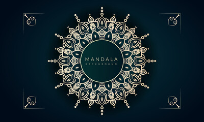 luxury mandala design background template  with gold color 