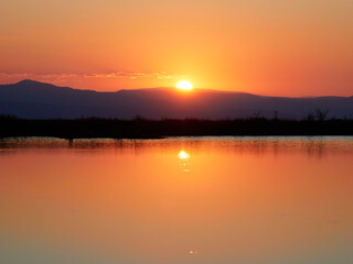 sunset over the lake