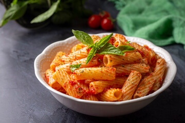 Penne pasta with tomato sauce