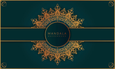 luxury mandala design background template  with gold color 
