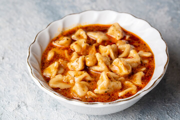 Traditional delicious Turkish food; ring soup (Turkish name; Yuksuk corbasi or yuzuk corbasi)