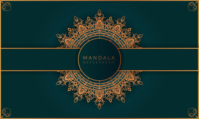 luxury mandala design background template  with gold color 