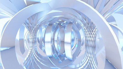 Futuristic architecture background design columns in interior 3d render