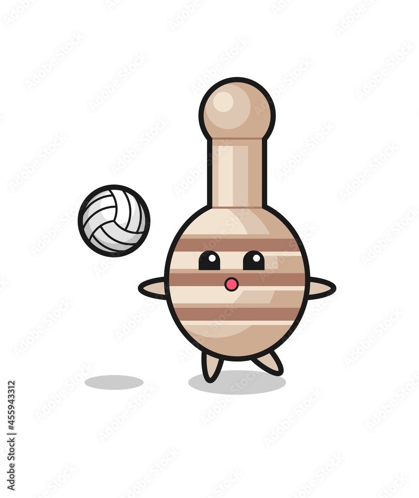 Poster character cartoon of honey dipper is playing bowling