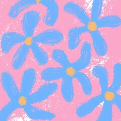 Colourful seamless floral pattern in blue and pink colors