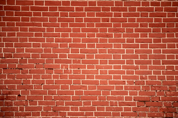 Naklejka na ściany i meble Red brick wall. Texture of old brick backgorund