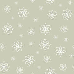 Geometrical flowers with pale green background  illustration seamless pattern
