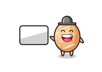 french bread cartoon illustration doing a presentation