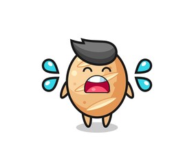french bread cartoon illustration with crying gesture