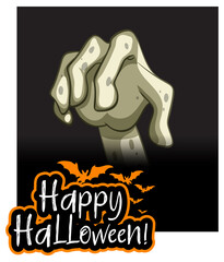 Zombie hand with Happy Halloween text design