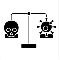 Mortality and morbidity glyph icon. Specific illness or condition. Number of deaths due to illness or condition. Balance. Pandemic concept.Filled flat sign. Isolated silhouette vector illustration