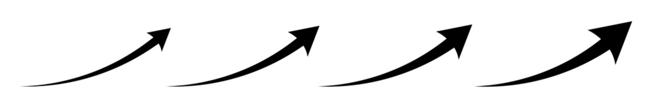 Set of arrows. Arrows up. Black arrow icons. Curved arrows. Vector illustration.
