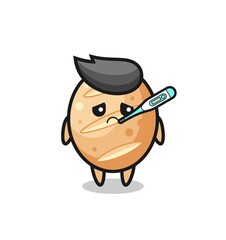 french bread mascot character with fever condition