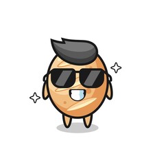 Cartoon mascot of french bread with cool gesture