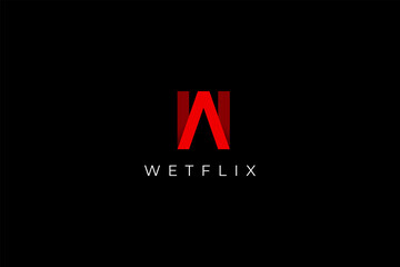 Fototapeta na wymiar Letter W red colour creative and simple modern cinematography business logo