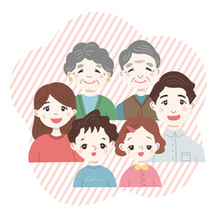 ３世代家族の幸せなイラスト