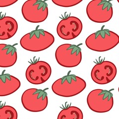 Seamless pattern with red tomatoes