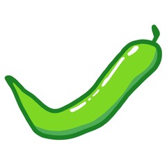 Isolated drawn green chili pepper