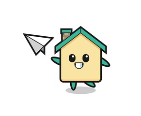 house cartoon character throwing paper airplane
