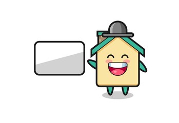 house cartoon illustration doing a presentation