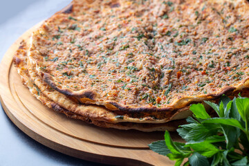 Turkish foods; Turkish pizza -Lahmacun