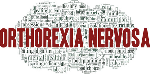 Orthorexia Nervosa vector illustration word cloud isolated on a white background.
